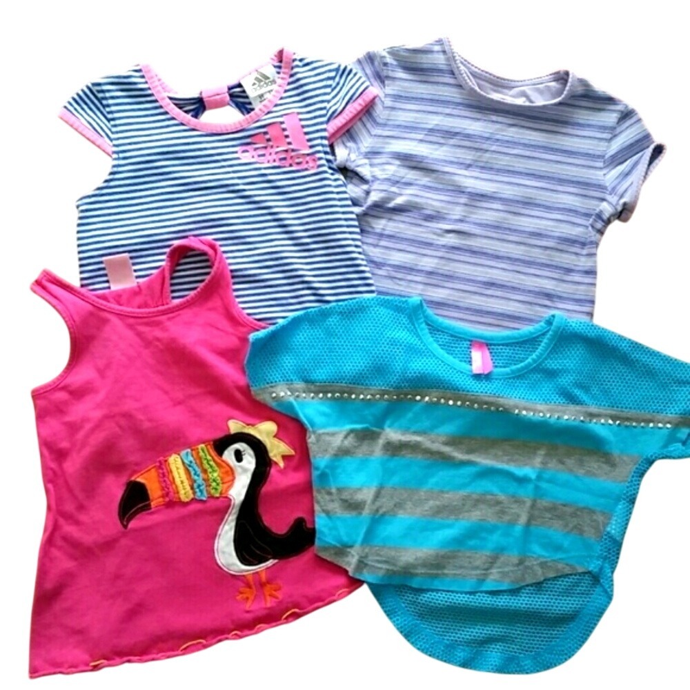 Girls‎ 4 Short Sleeve 2T Shirt Bundle- Adidas, Arizona, Copper Key, StarRide
